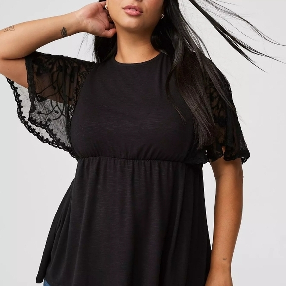 torrid Tops - Torrid Black Top with Lace Sleeves